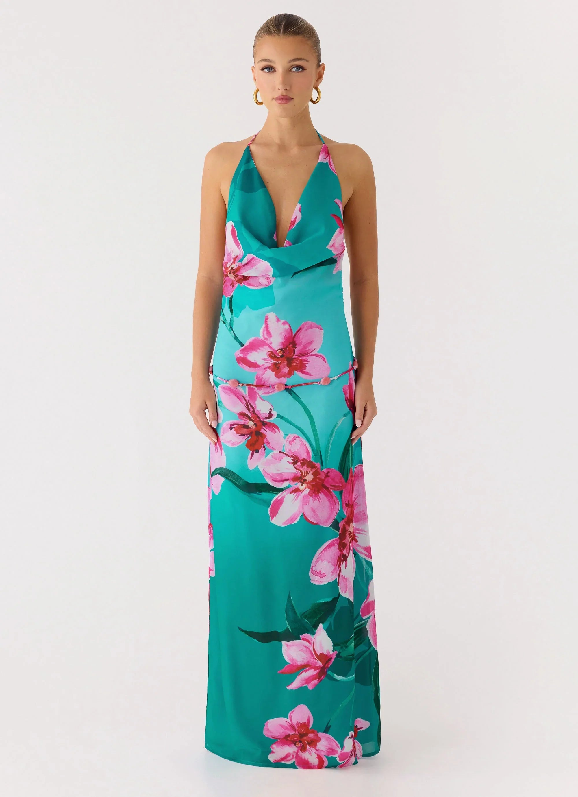 Yoon Beaded Cowl Maxi Dress Petal Reef
