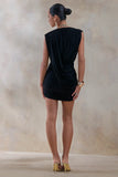 Amy Black Plunge Neck Mini Dress With Draped Detailing