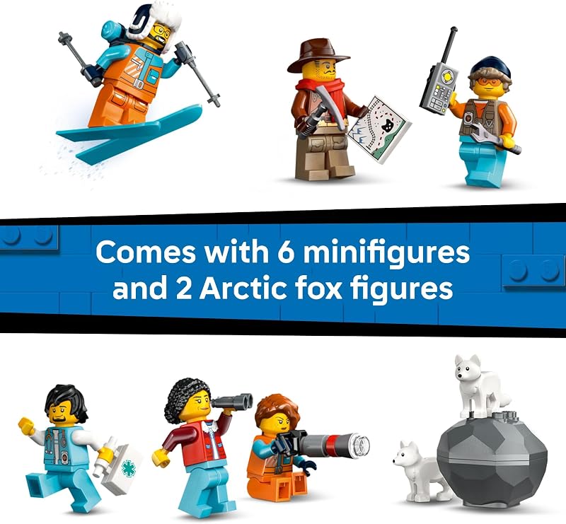 LEGO City Explorers Arctic Polar Express Train Set Building Learning Toys for Kids Remote Controlled Train for Boys Girls Ages 7 with 6 Explorer Minifigures Birthday Gift Idea 60470