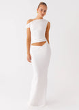 Galantis One Shoulder Maxi Dress White