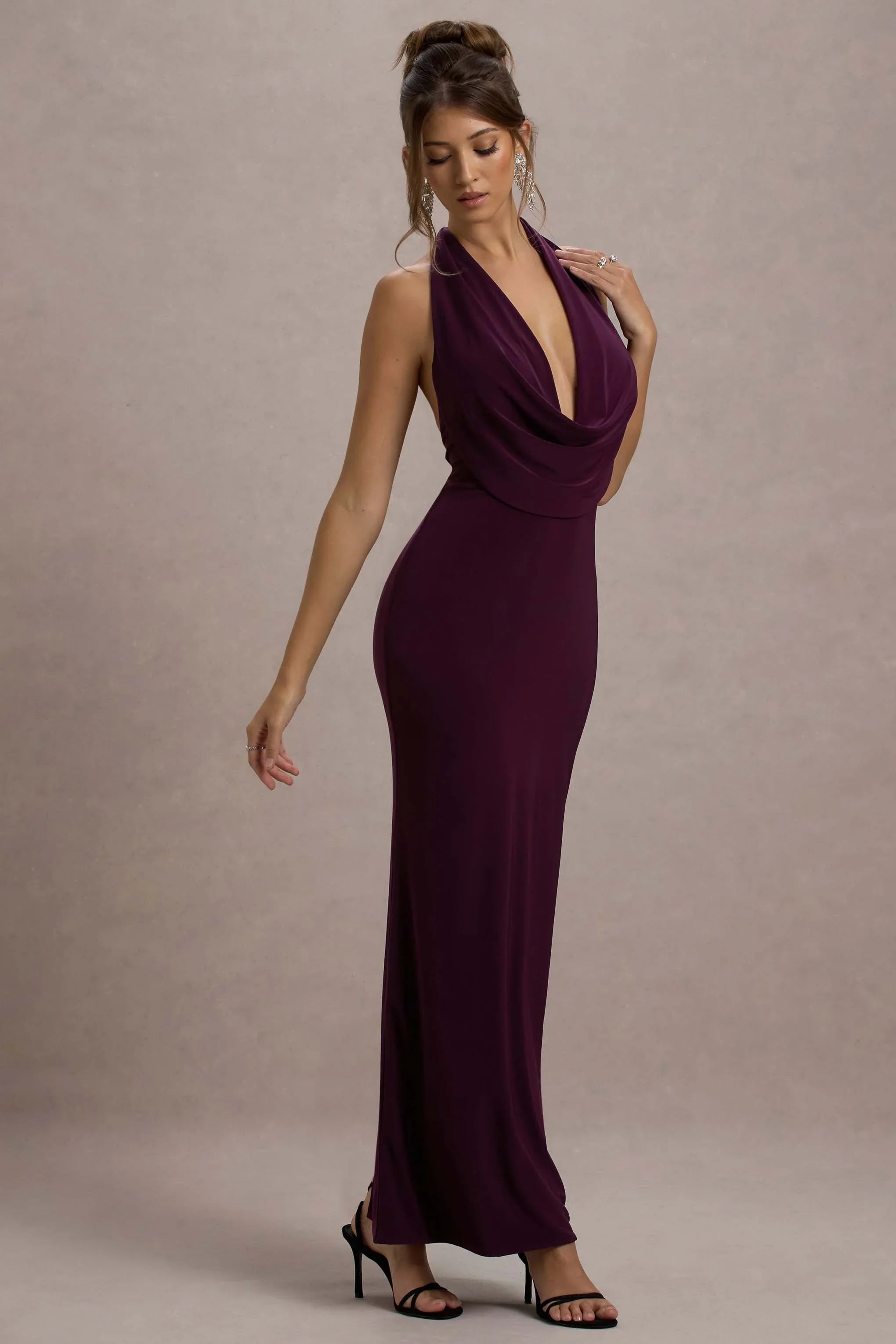 Edessa Port Plunge Neck Maxi Dress