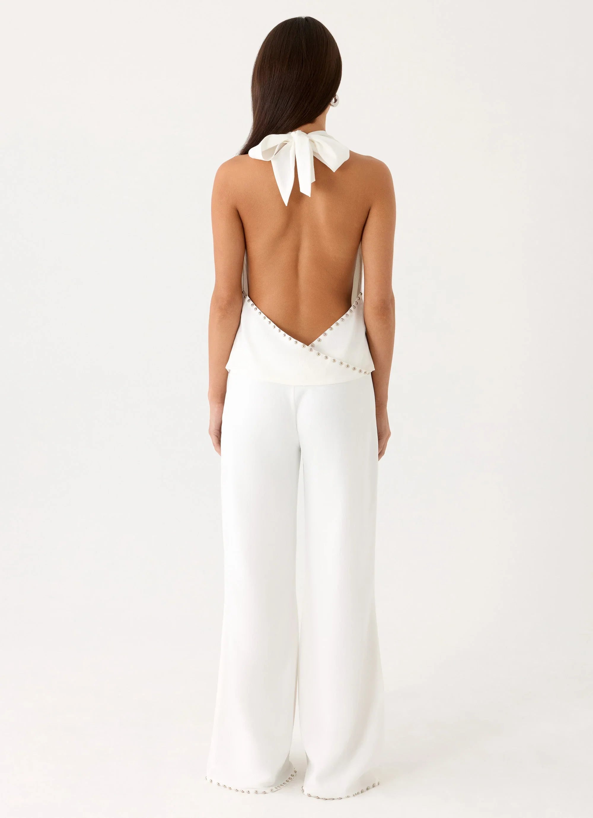 Ashika Studded Pants White