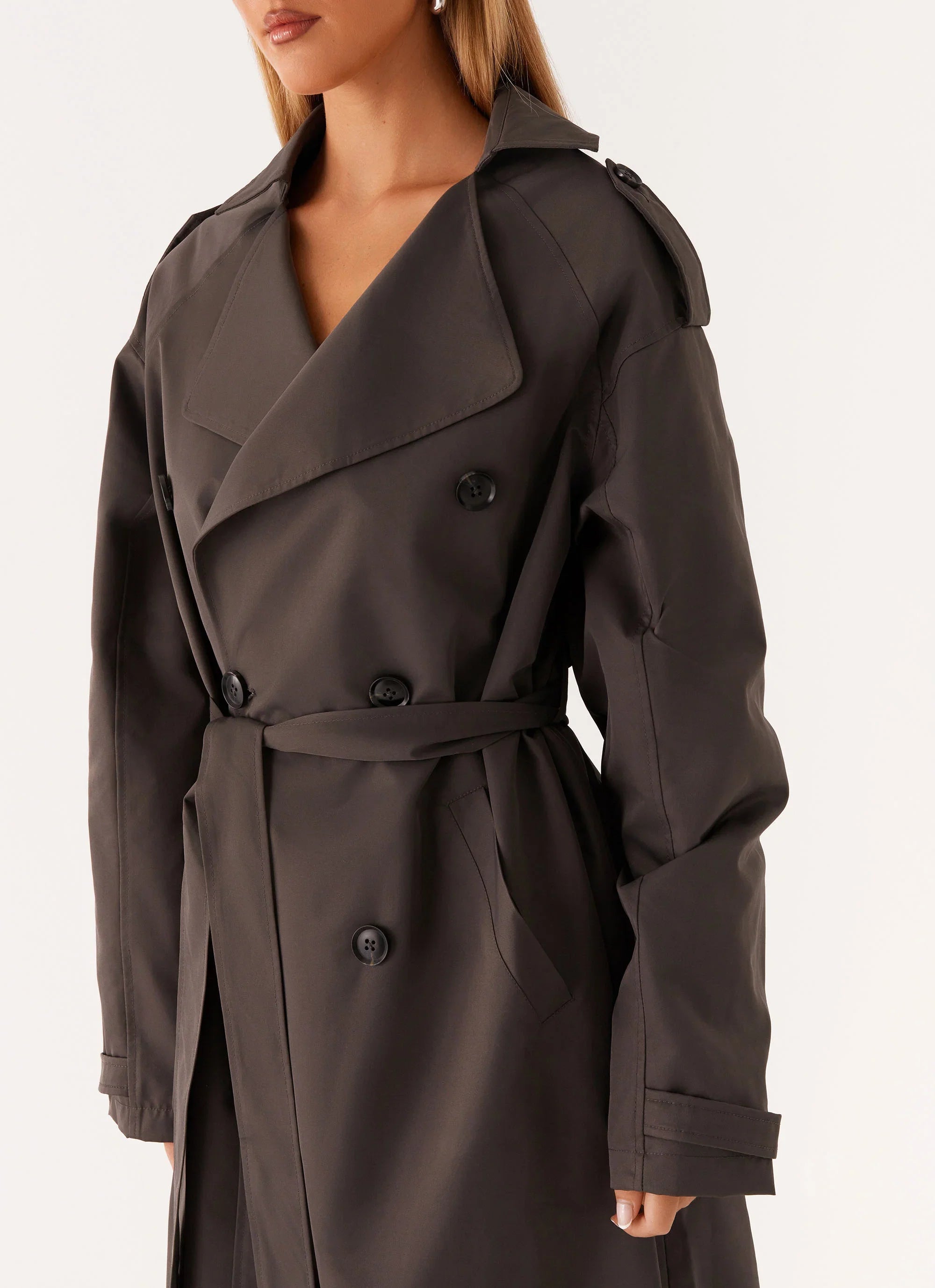 Brighton Oversized Trench Coat Grey