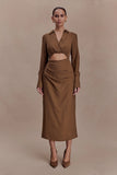 Cecilie Cut Out Shirt Midi Dress Dark Chocolate