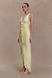 Alessandra Slinky Ruffle Maxi Dress Lemon