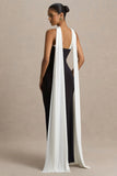 Kelilah Black And White Bandeau Maxi Dress With Scarf Detail