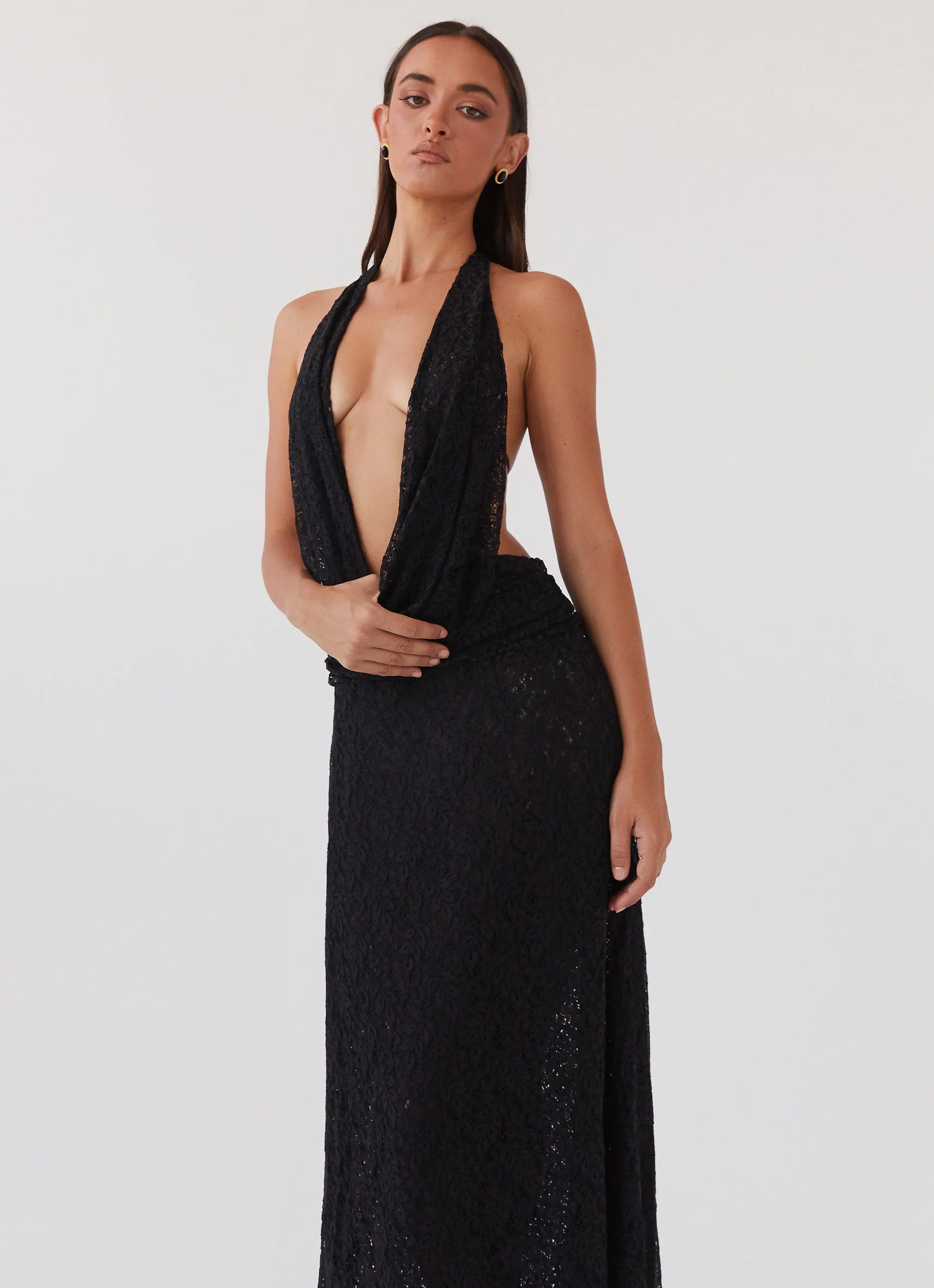 Elysia Lace Maxi Dress Black