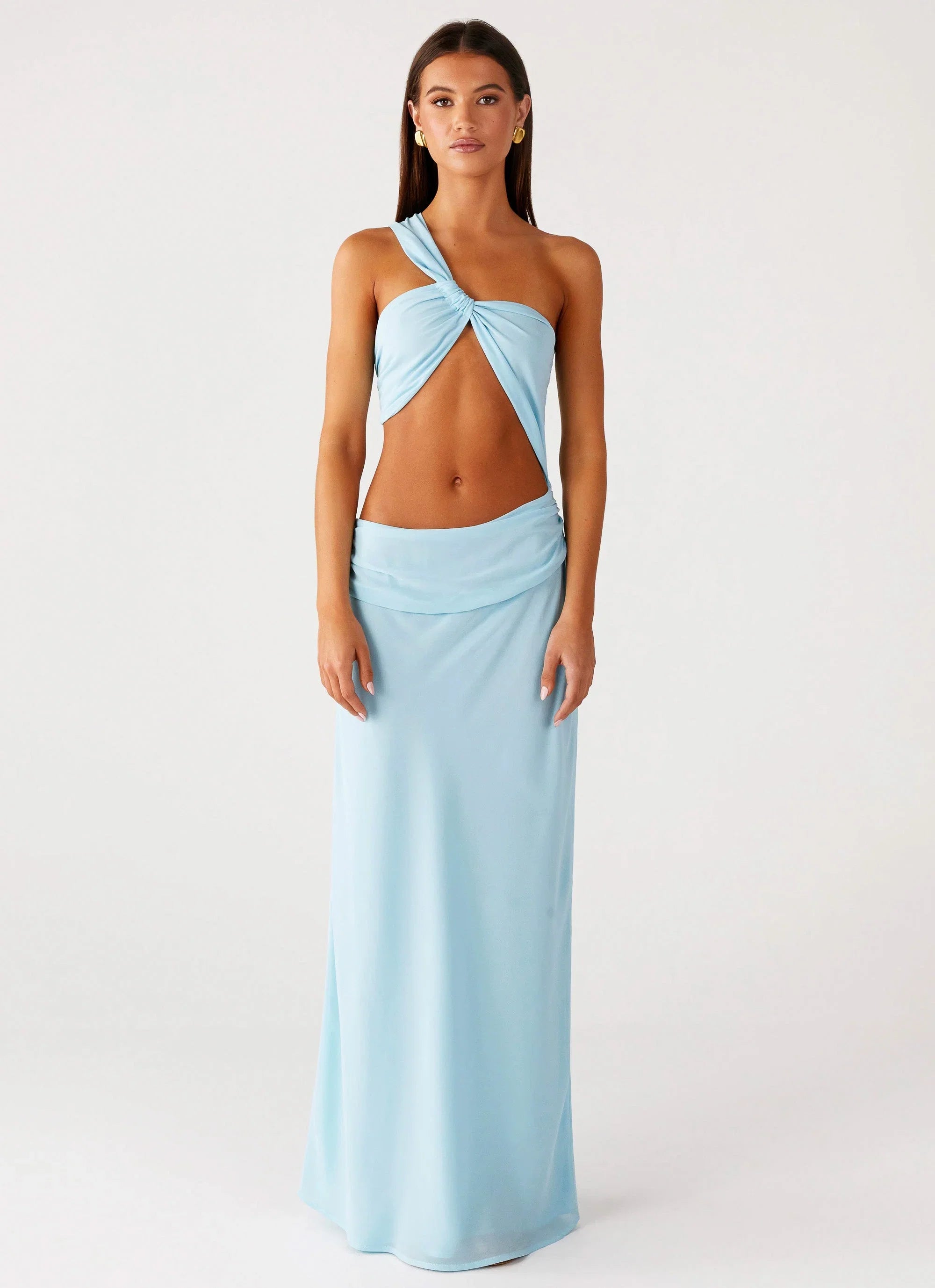Cindelle One Shoulder Maxi Dress Turquoise