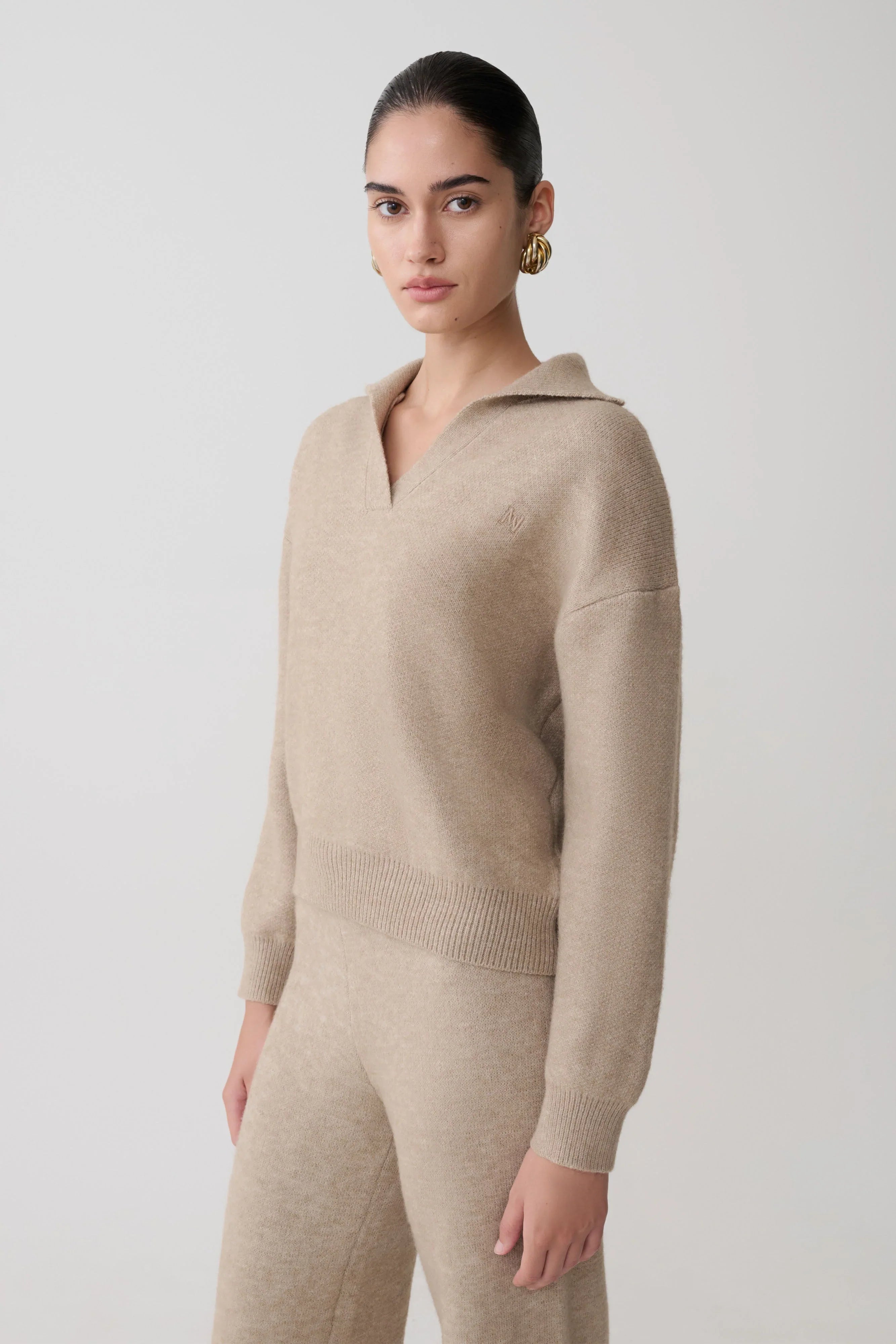 Luca Knit Jumper Beige Marle