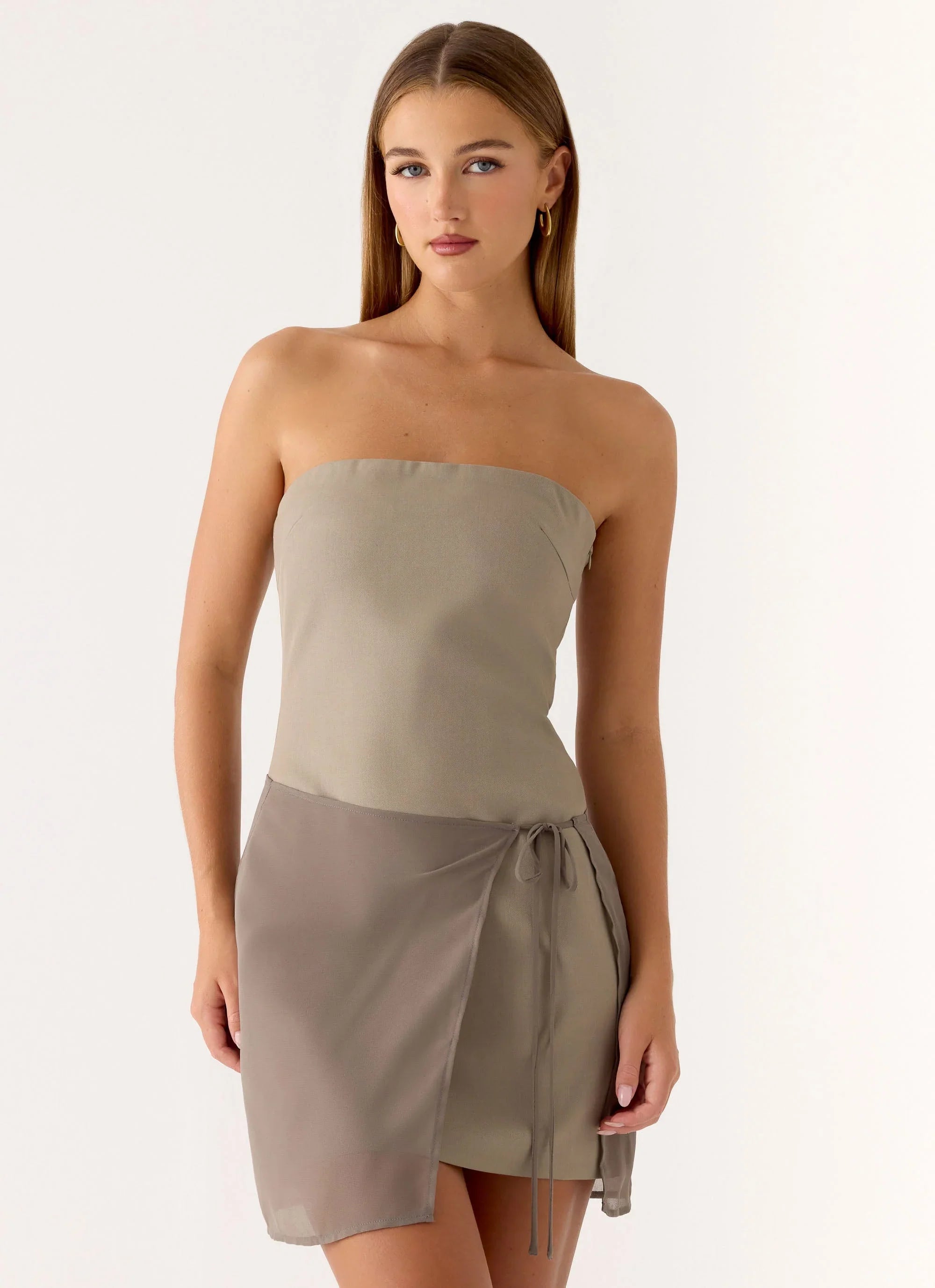 Via Veneto Mini Dress Sand Brown