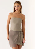 Via Veneto Mini Dress Sand Brown