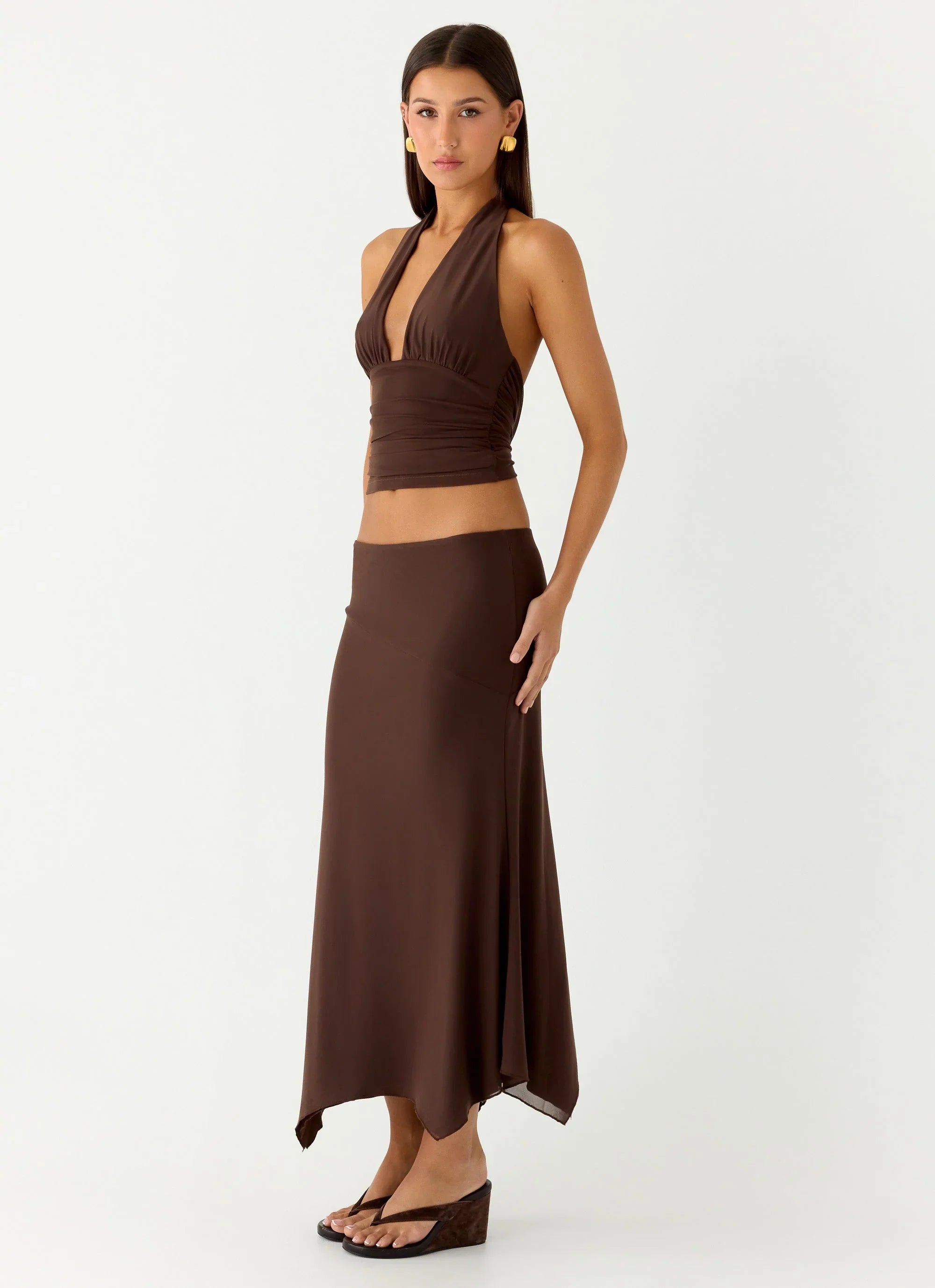 Kerrie Hanky Midi Skirt Chocolate