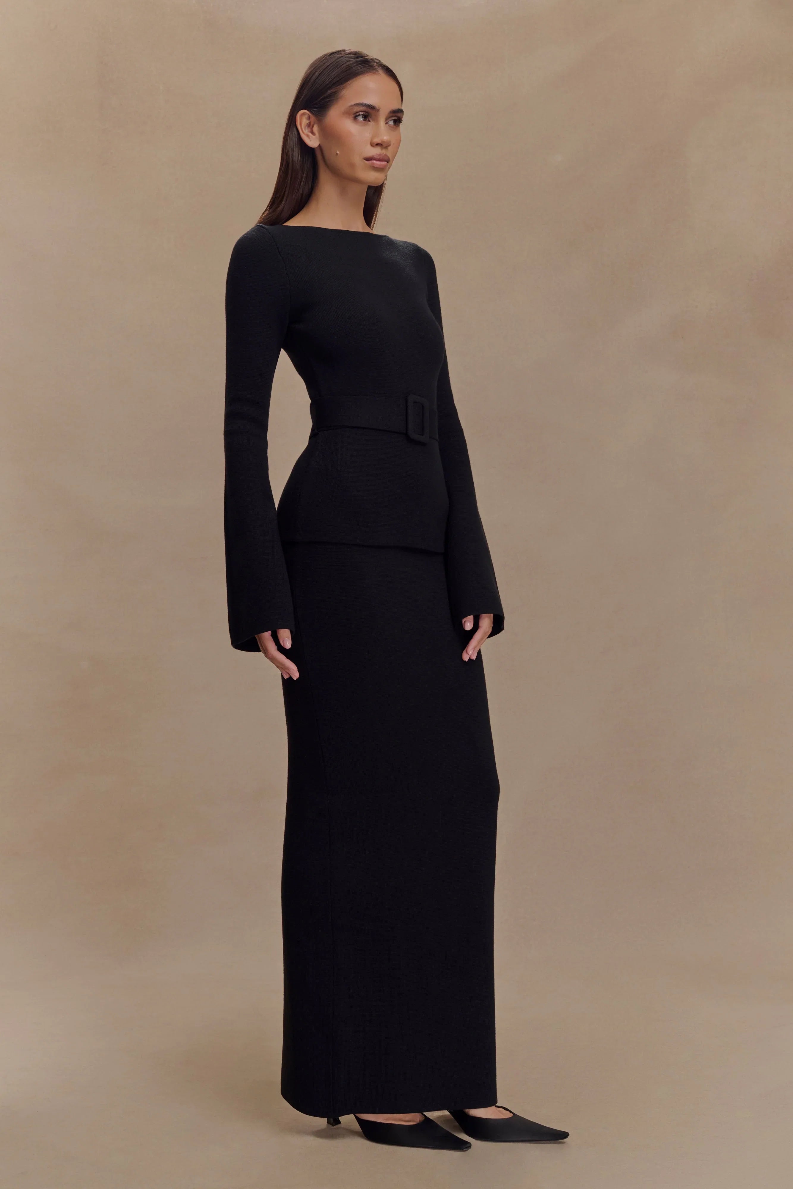 Kyle Knit Maxi Skirt Black