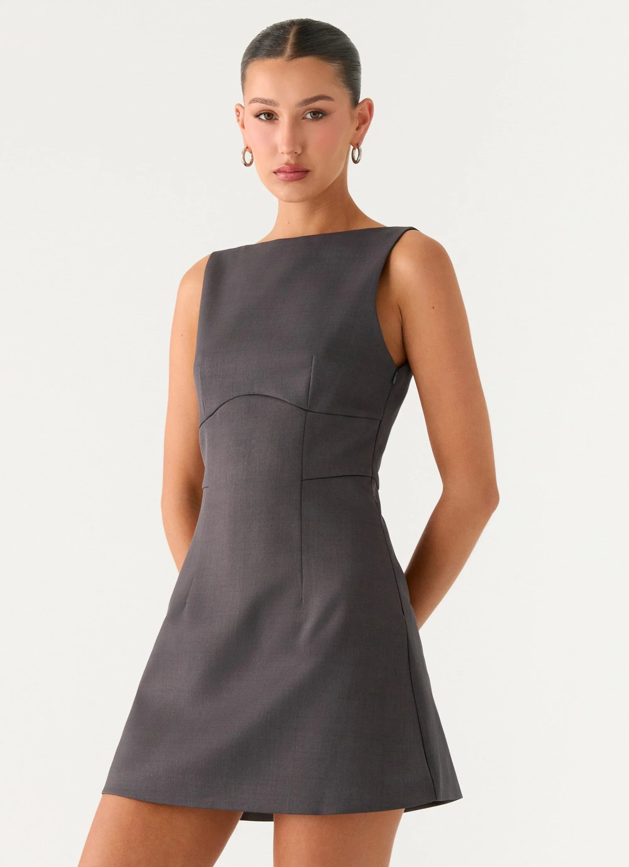 Lulita Mini Dress Charcoal Grey