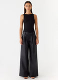 Samuel Low Rise Faux Leather Pants Black