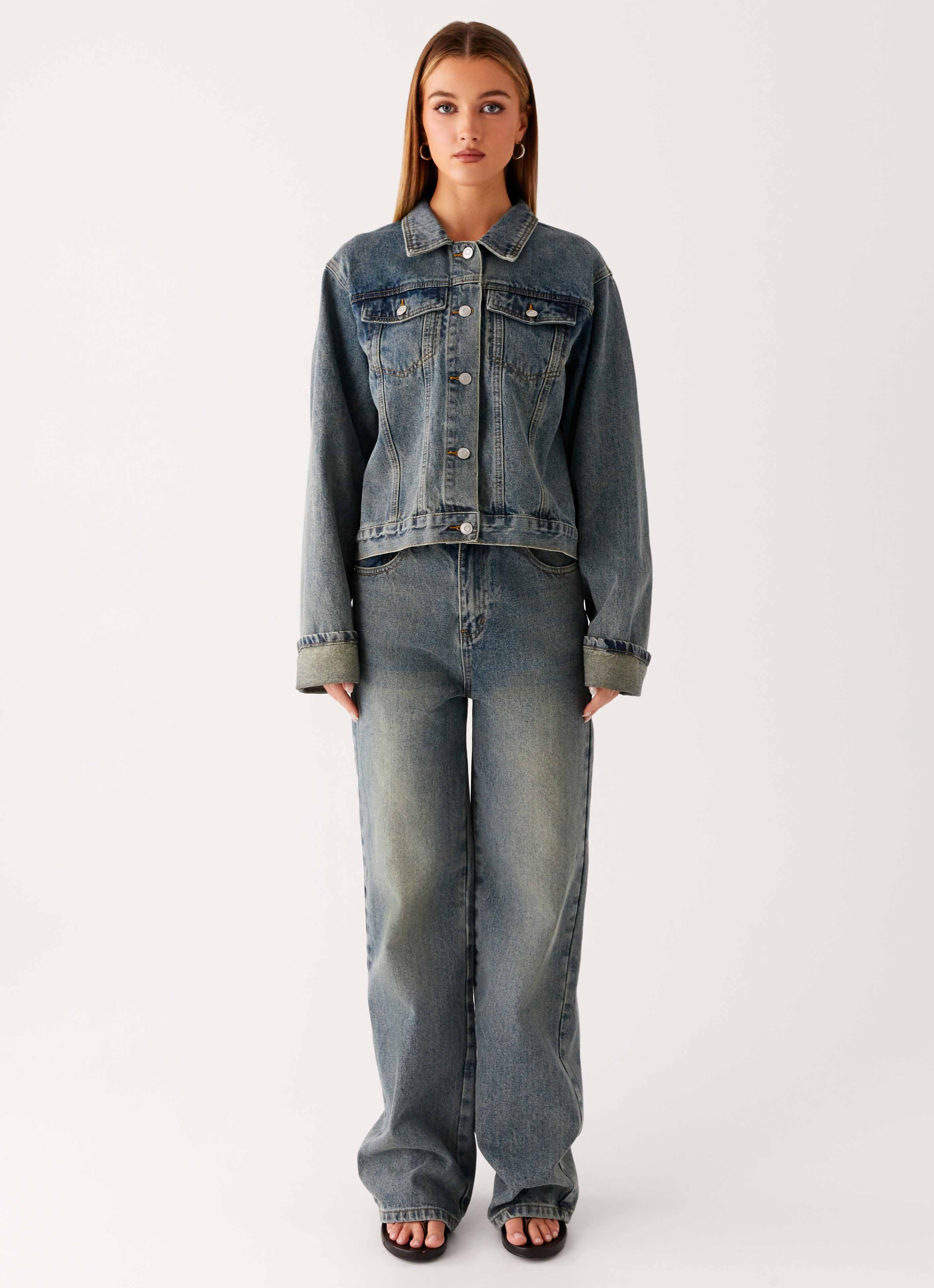 Back Again Oversized Denim Jacket Dirty Wash