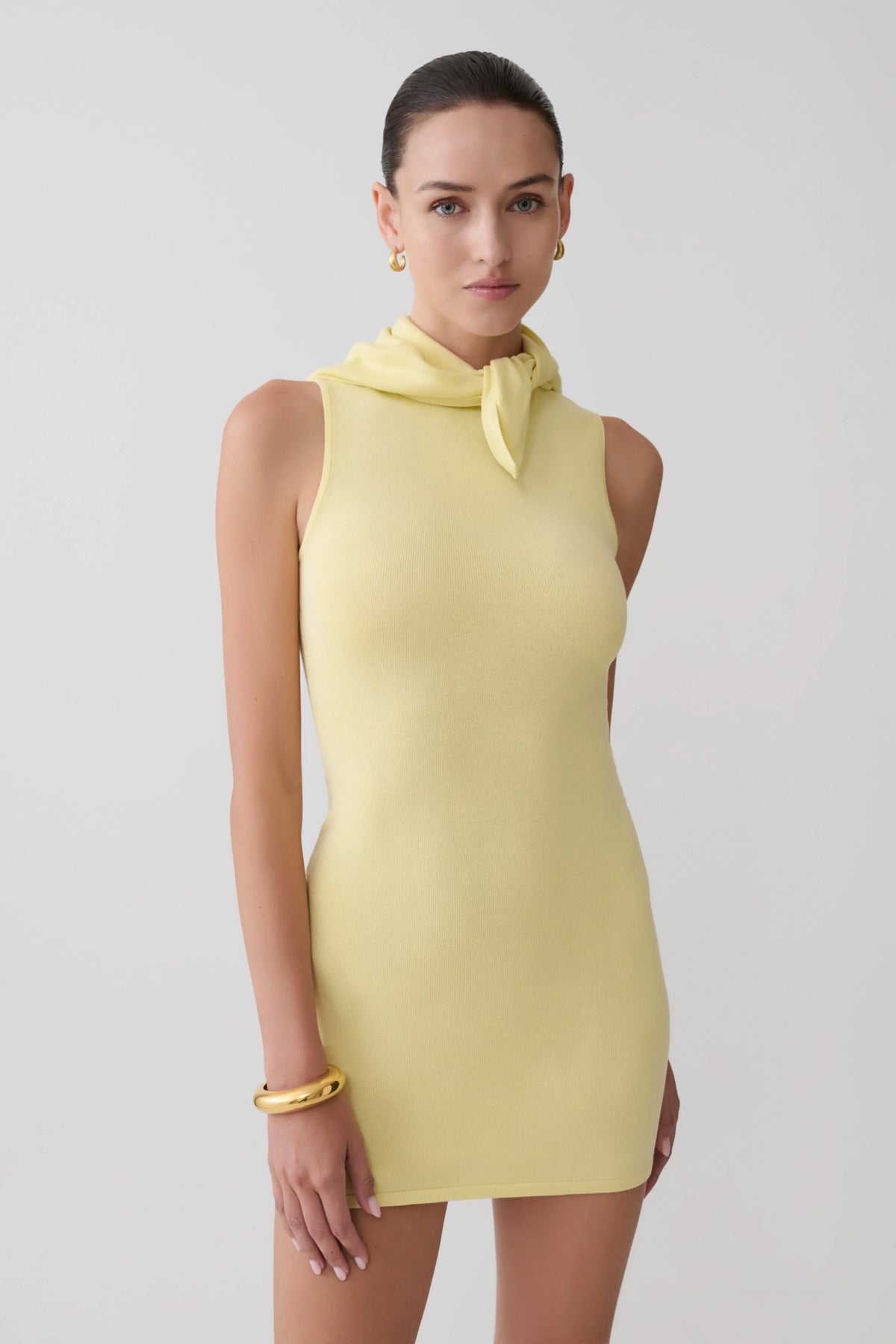Amilee Scarf Knit Mini Dress Lemon