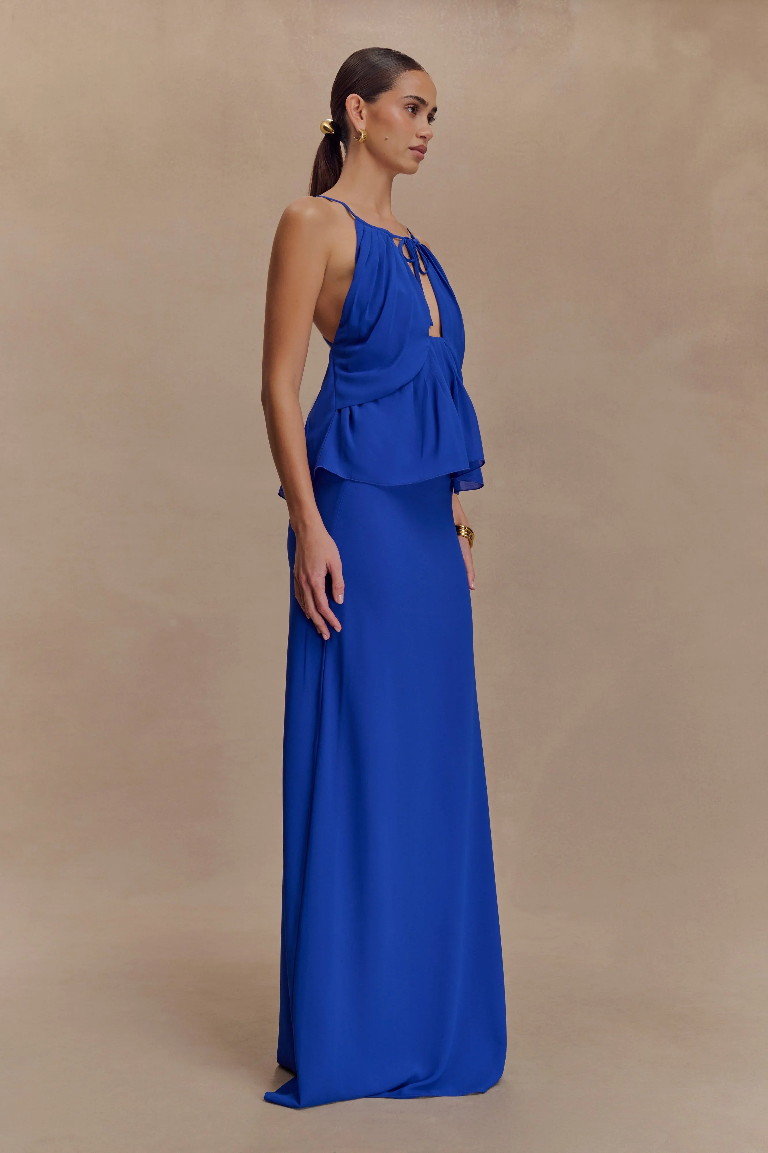 Katalina Chiffon Maxi Skirt Cobalt Blue