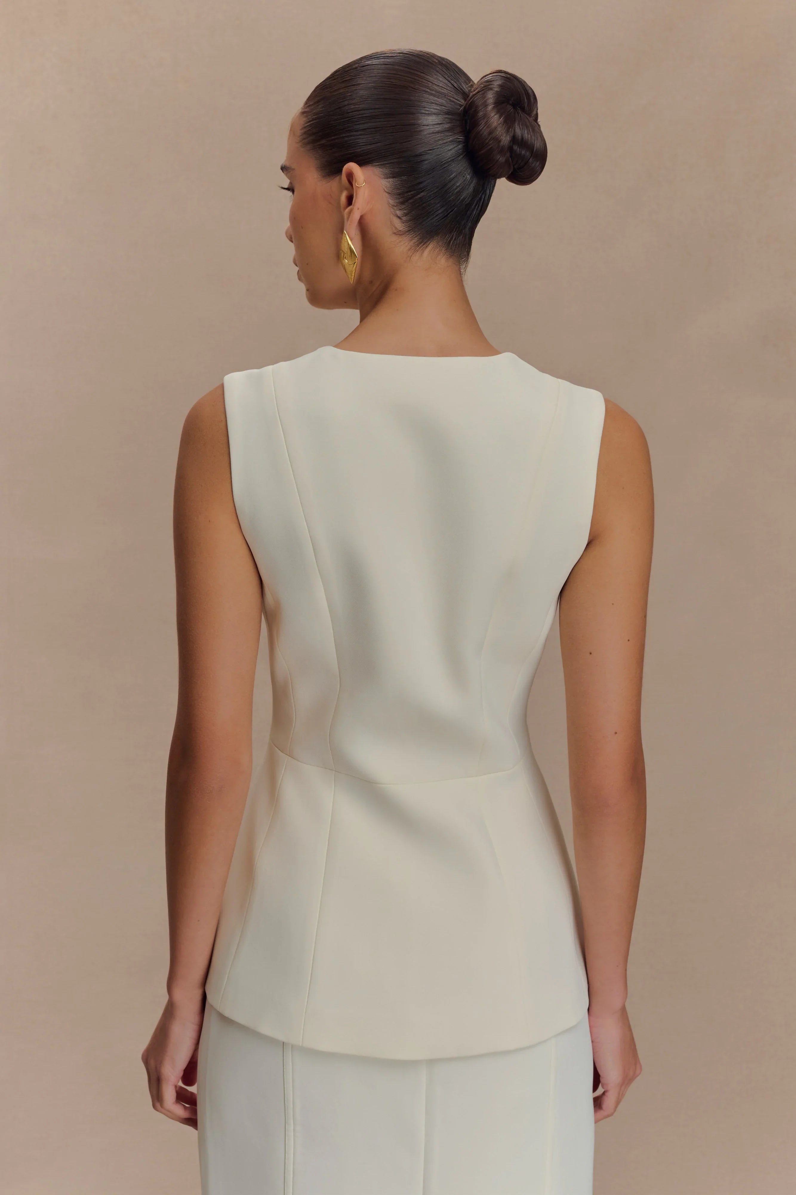 Angelie Suiting Vest Top Ivory