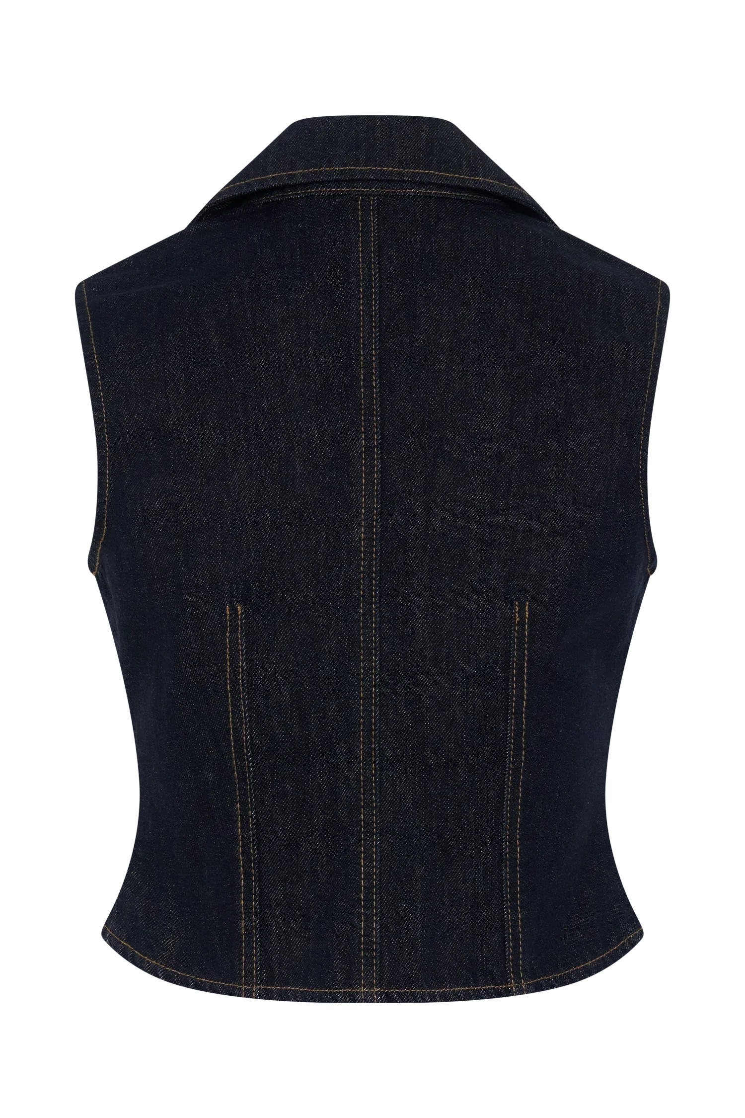 Shona Denim Vest With Decorative Buttons Washed Indigo Blue