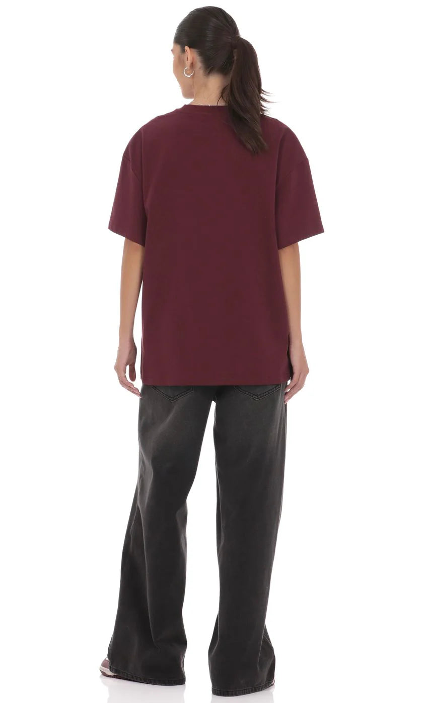 Lucy Graphic T Shirt in Burgundy