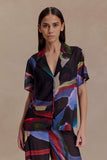 Rachel Chiffon Short Sleeve Shirt Multi Fluid Reverie Print