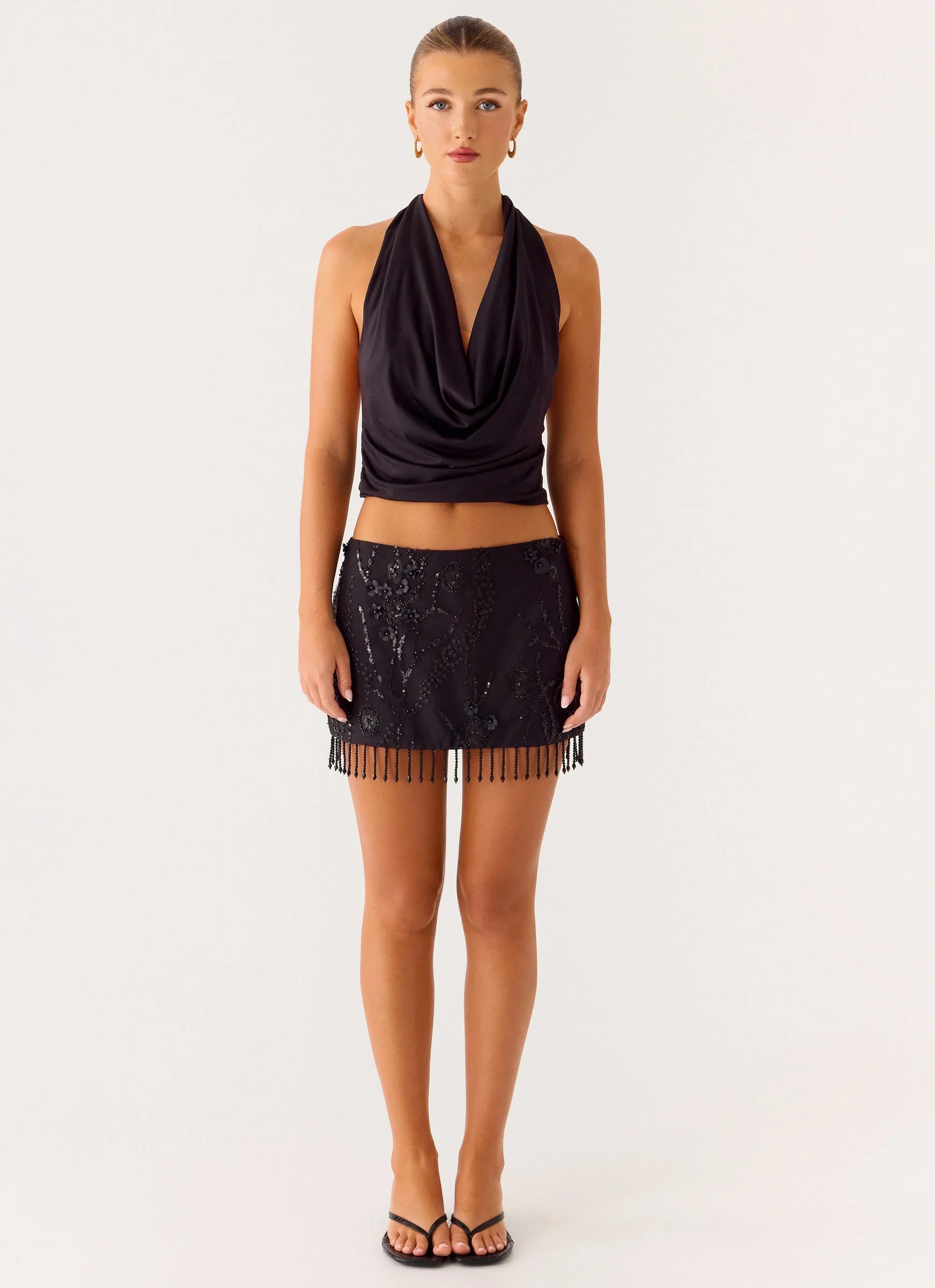 Overload Beaded Mini Skirt Black