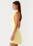 Soft Focus Cowl Neck Mini Dress Yellow