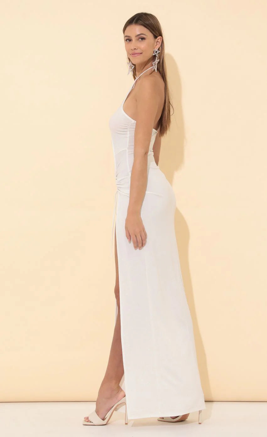 Cutout Maxi Dress in White Shimmer