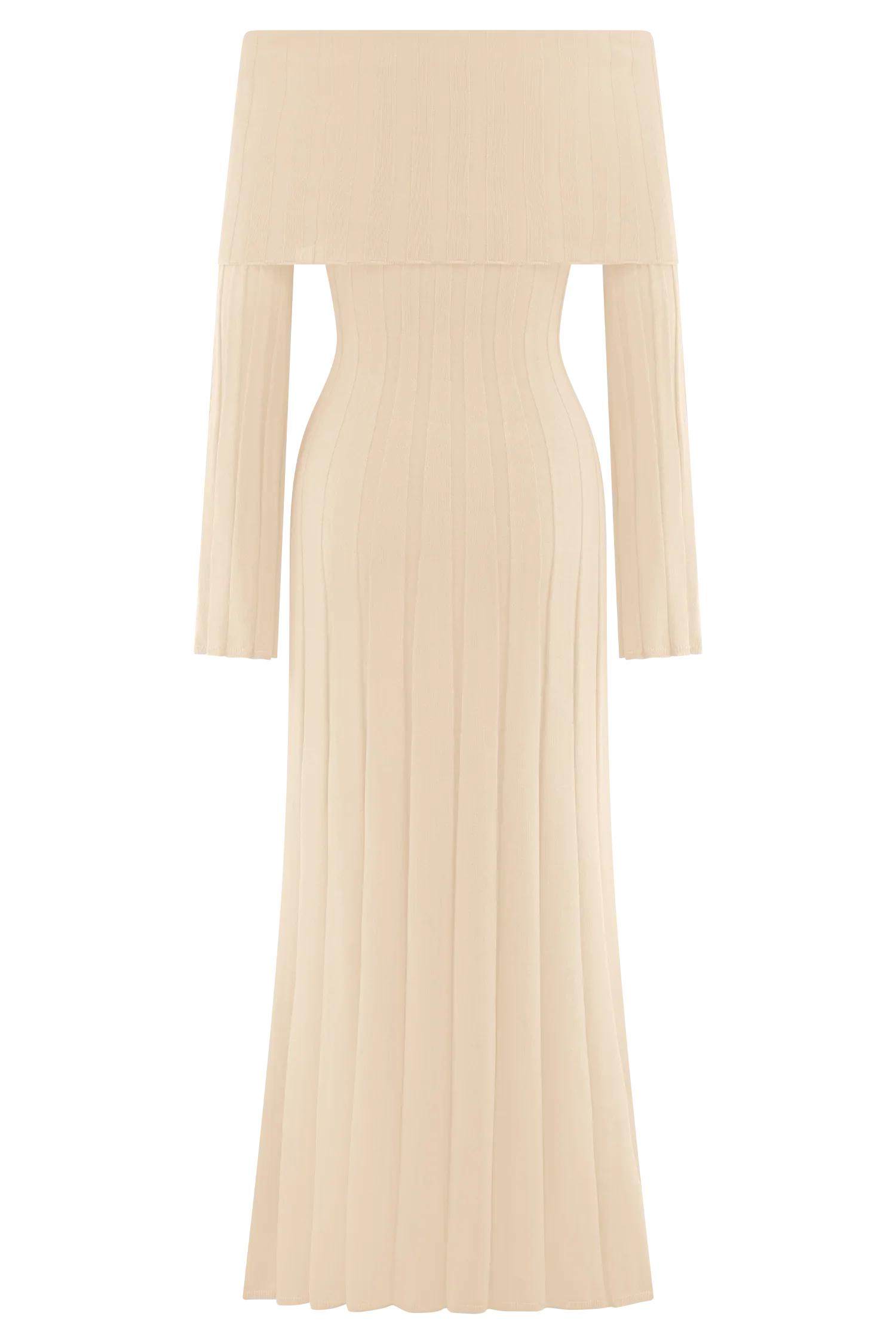 Alonza Long Sleeve Knit Midi Dress Cream