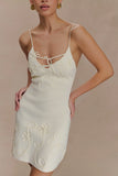 Brullo Embroidery Knit Mini Dress Ivory