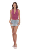 Ruched Halter Top in Magenta