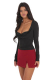 Side Slit Mini Skort in Maroon