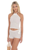 Crochet Rosette Shorts in White