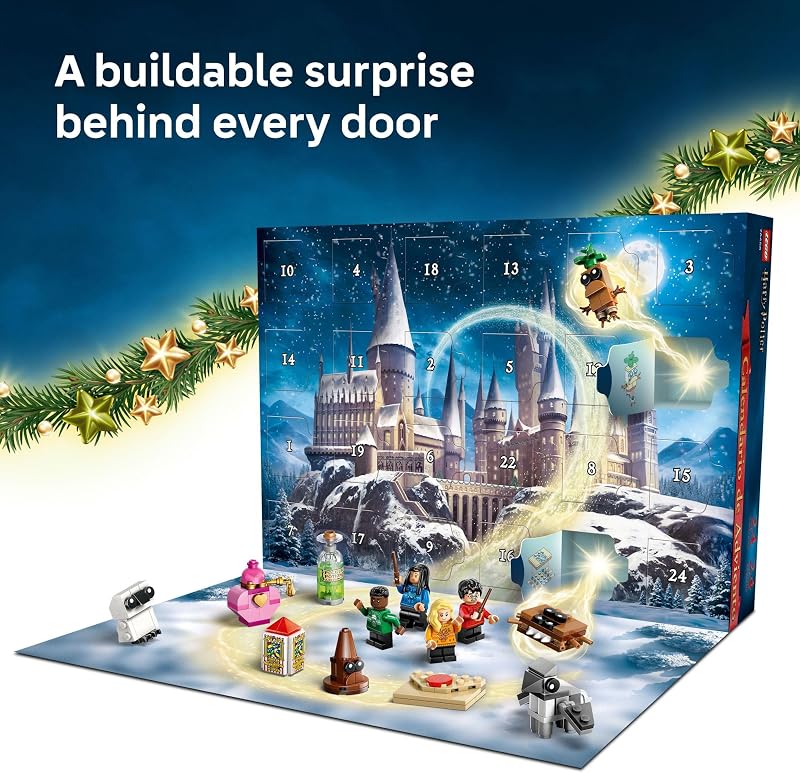 Lego Harry Potter Advent Calendar 2025 Kids Toy Holiday Countdown for Boys Girls 7 24 Buildable Surprises Including Harry Draco Luna Minifigures Kids Gift Idea for Christmas 76456