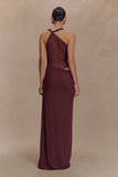 Edwina Knotted Mesh Maxi Dress Mahogany