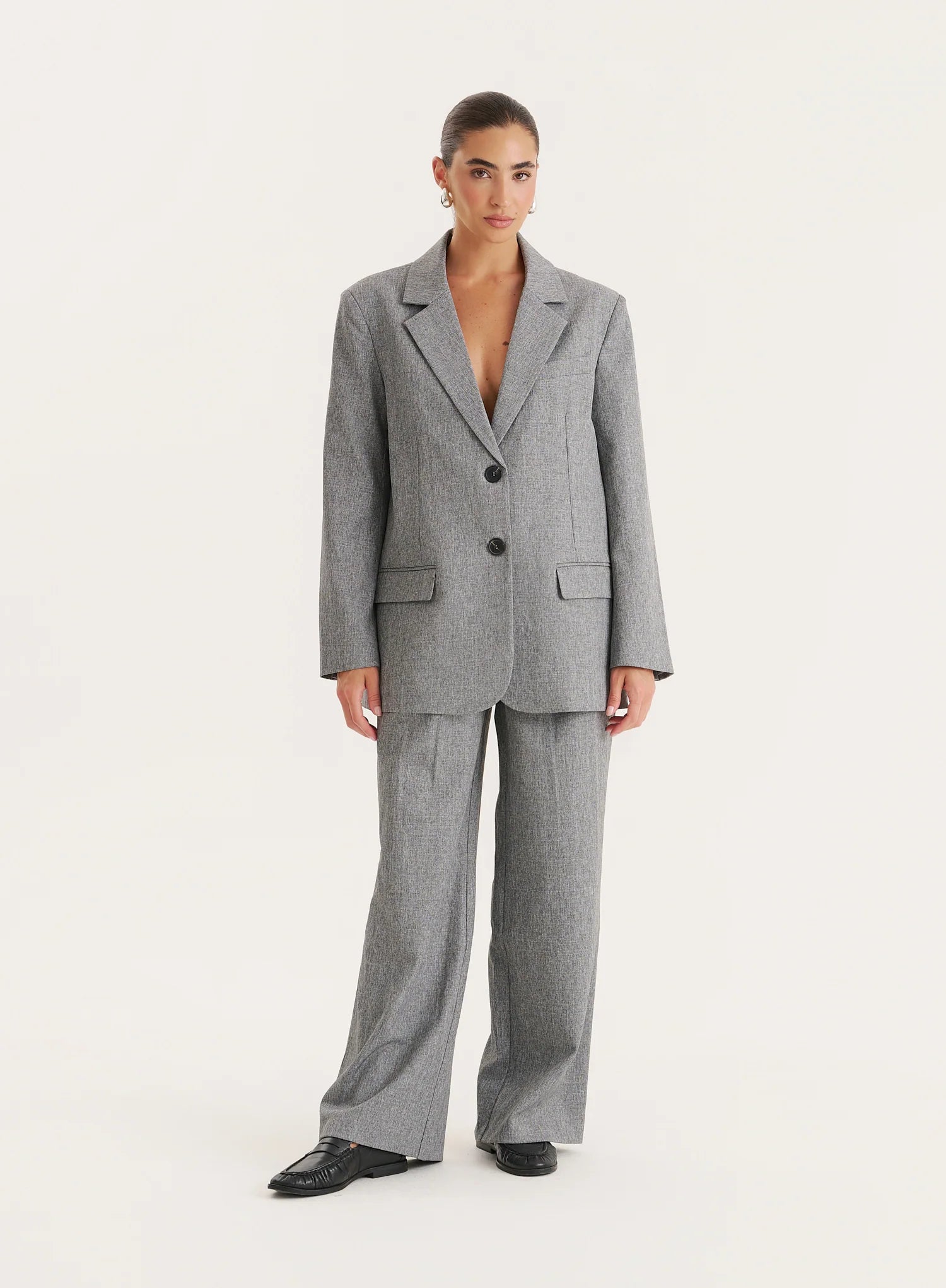 Grey Tailored Oversized Blazer