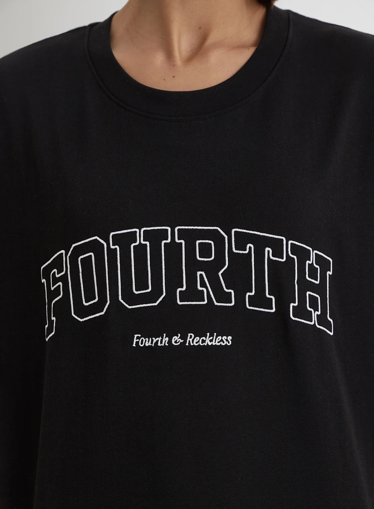 Black Oversized Fourth Applique T