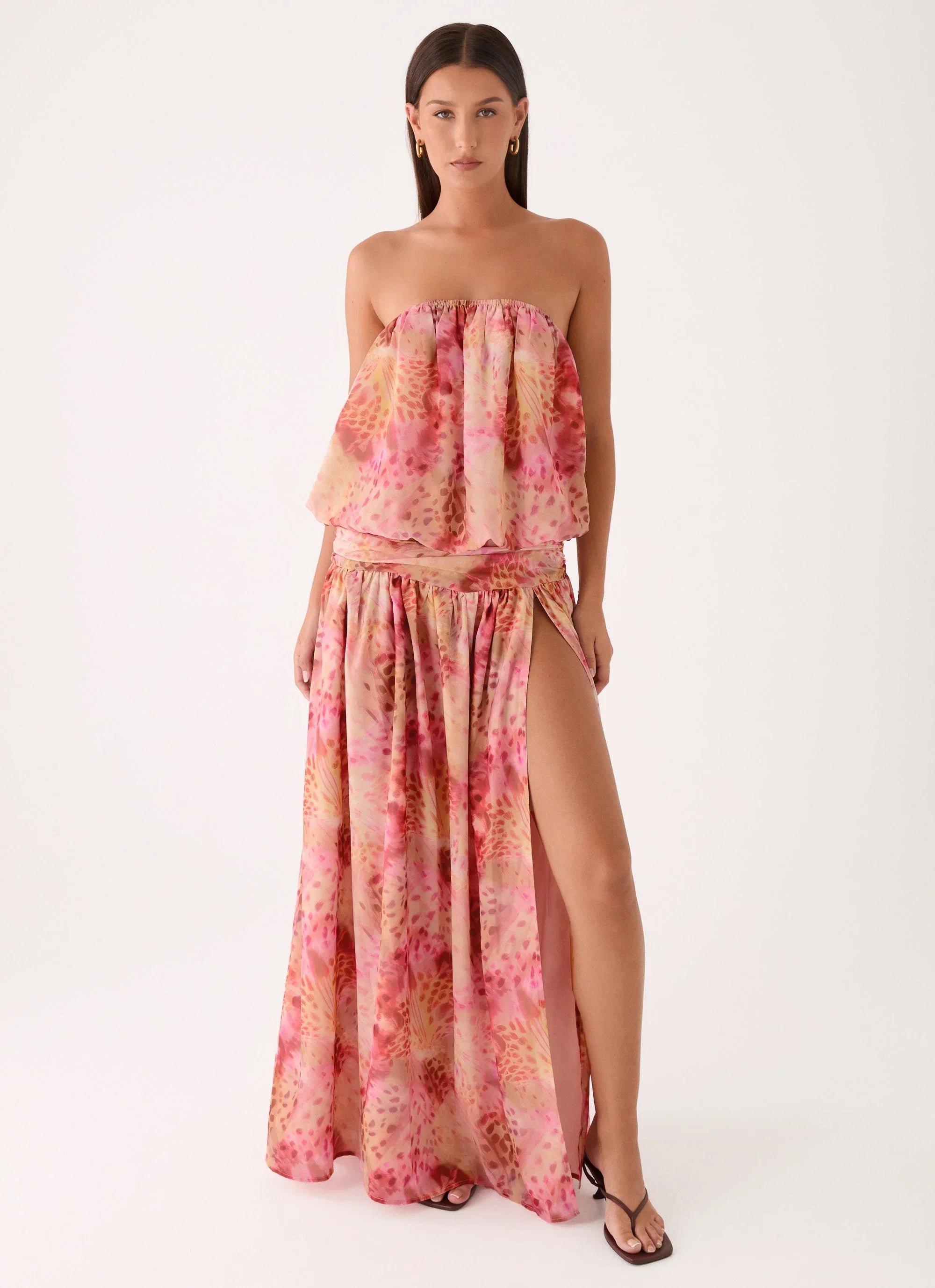 Lioras Strapless Maxi Dress Botanic Cheetah