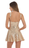 Sequin Skater Dress in Gold
