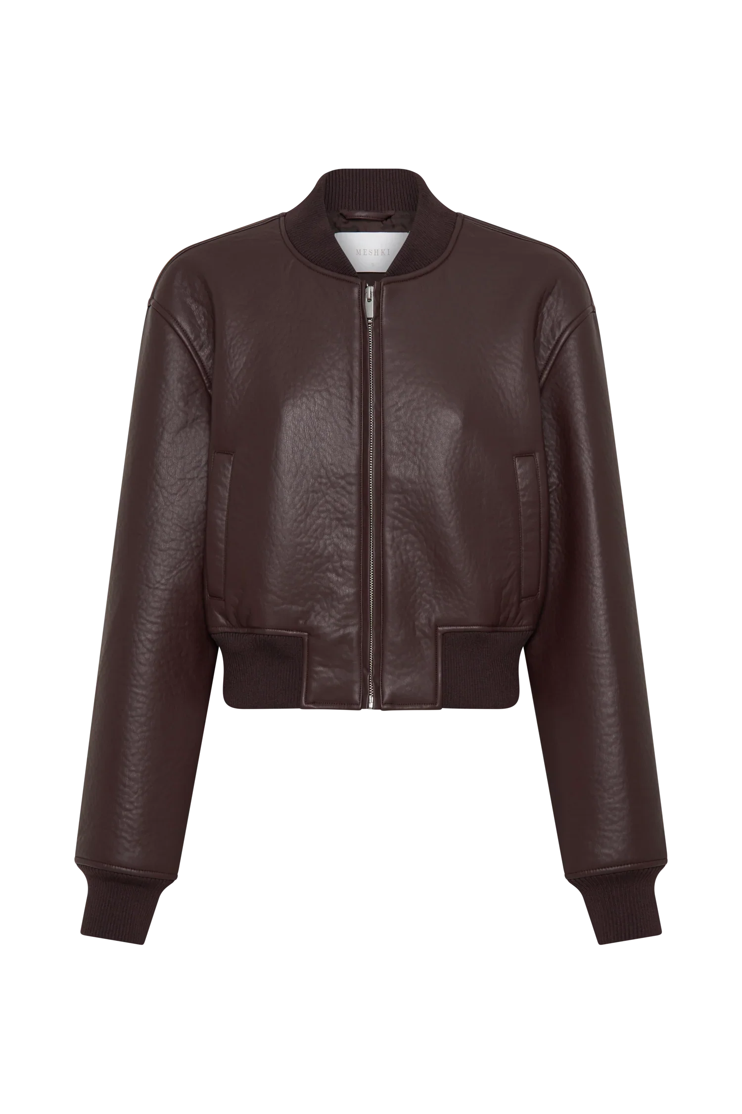 Codi Faux Leather Bomber Jacket Merlot