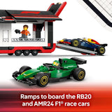LEGO City F1 Truck with RB20 AMR24 F1 Car Toys Model Car Building Toy Set for Kids Boys and Girls Ages 8 Formula 1 Collectible for Fans Gift Idea for Birthdays 60445