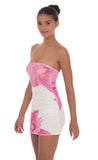 Floral Mesh Strapless Bodycon Dress in White