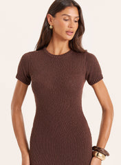 Chocolate Boucle Knitted Maxi Dress