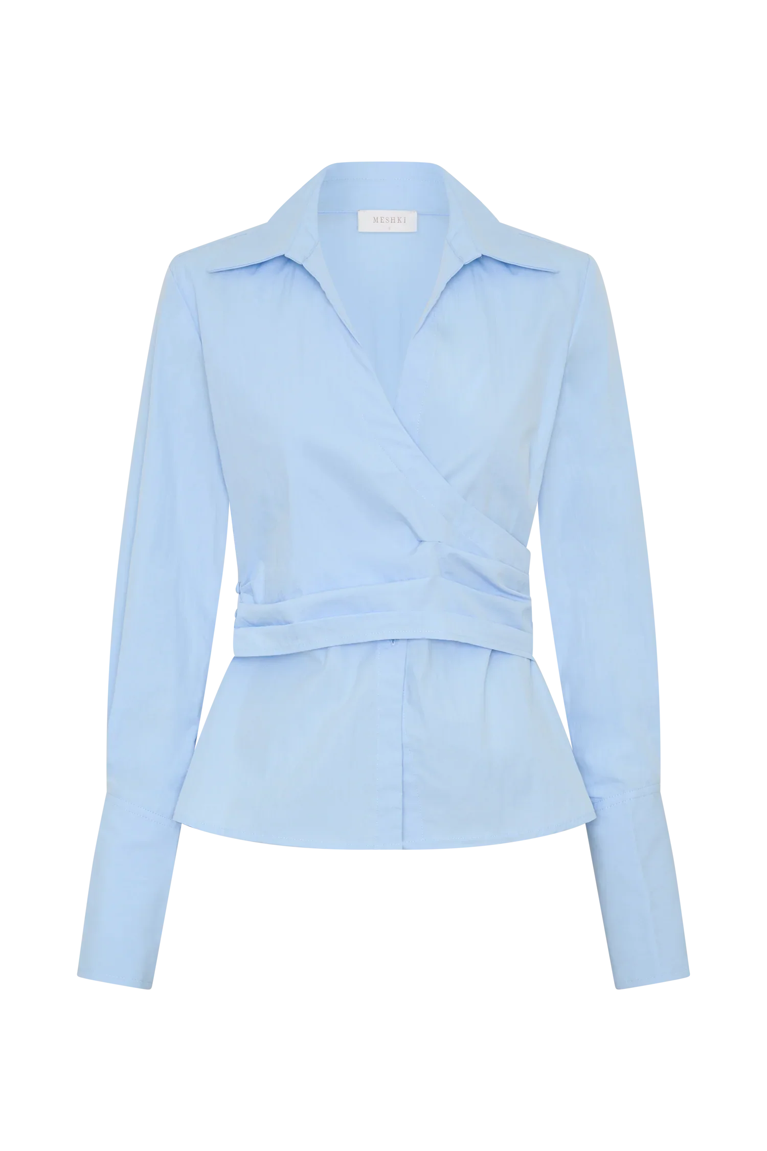 Eugenia Wrap Cotton Shirt Blue