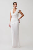 Giulia Chiffon Draped Maxi Dress White