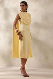 Lysandria Lemon High Neck Midi Dress With Draped Detailing