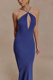 Nerea Slip Halter Maxi Dress Purple Ink