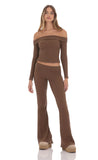 Knitted Flare Pants in Brown