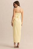 Hana Lemon Plunge Neck Tailored Maxi Dress